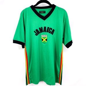 JAMAICA ONE V-Neck T-Shirt w/ Embroidered Graphic